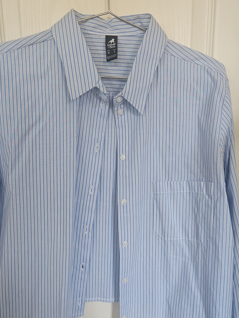 Croft & Barrow Blue Stripe Womens Crop Dress Shirt